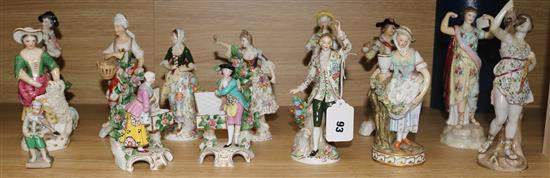 A Meissen figure and other continental porcelain figures